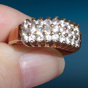 Vintage LIND 14K HGE Ring Domed Cocktail Size 9.25 (27) CZ Stones